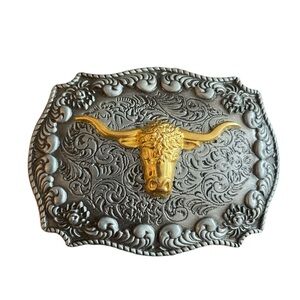 Longhorn Silver Tone Belt Buckle